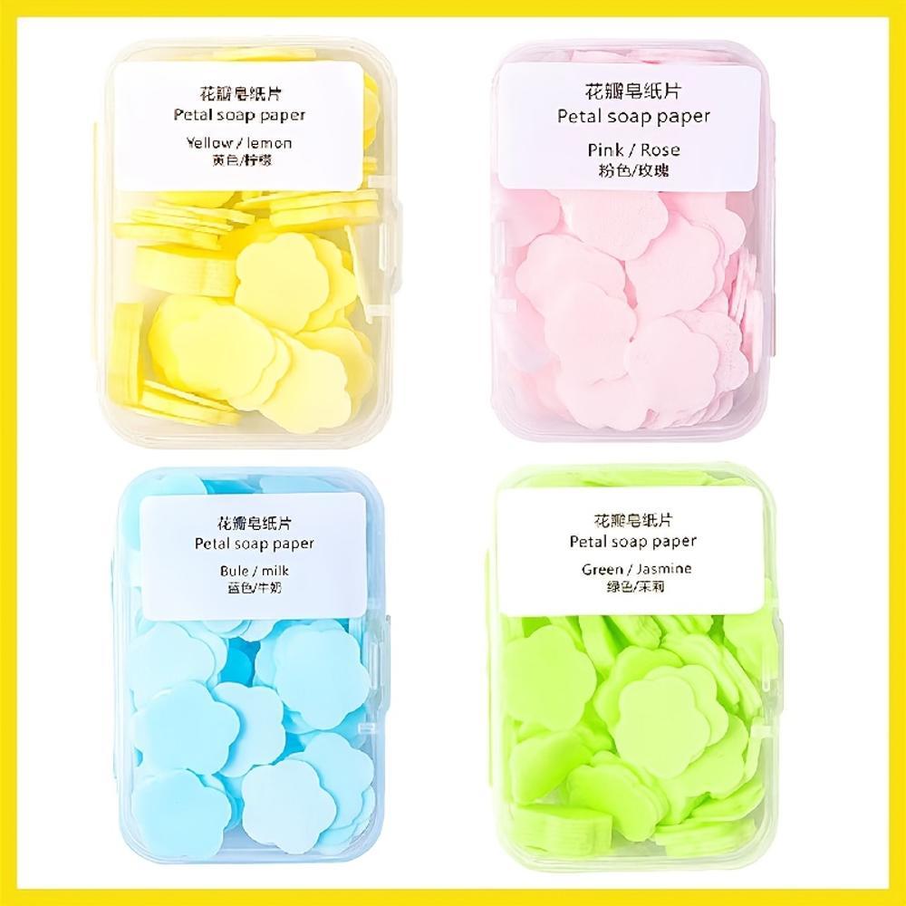Portable Handwashing Soap Leaves for Travel Kids Students Biodegradable Mini Floral Soap Sheets In Box