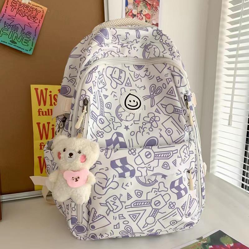 Schoolbag Japanese school bag female ins niche Harajuku graffiti design backpack junior high school college student large capacity backpack female