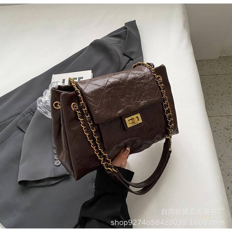 Niche High-end Big Bag 2025 New Trendy Versatile Large-capacity Diamond Chain Underarm Bag Shoulder Messenger Bag
