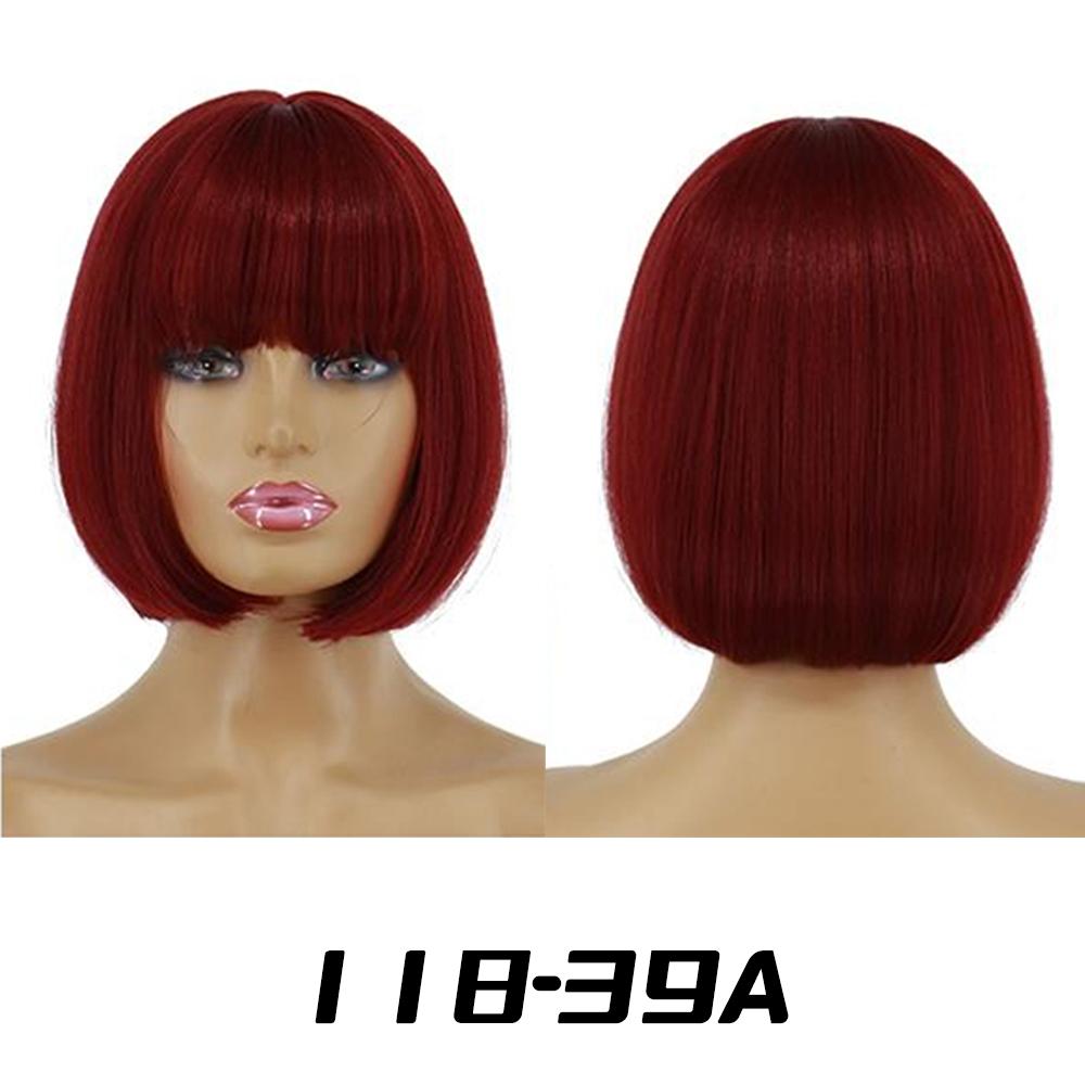 MISSQUEEN Synthetic Chic Bob Wig with Bangs Natural Straight Black Hair Elegant Shoulder-Length Cut Perfect For Women’s Fashion Accessories