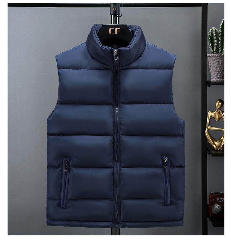 

Жилет куртка мужская стойка воротник без рукавов пуховики весна осень повседневный жилет мужской теплый пальто XXXXL синий