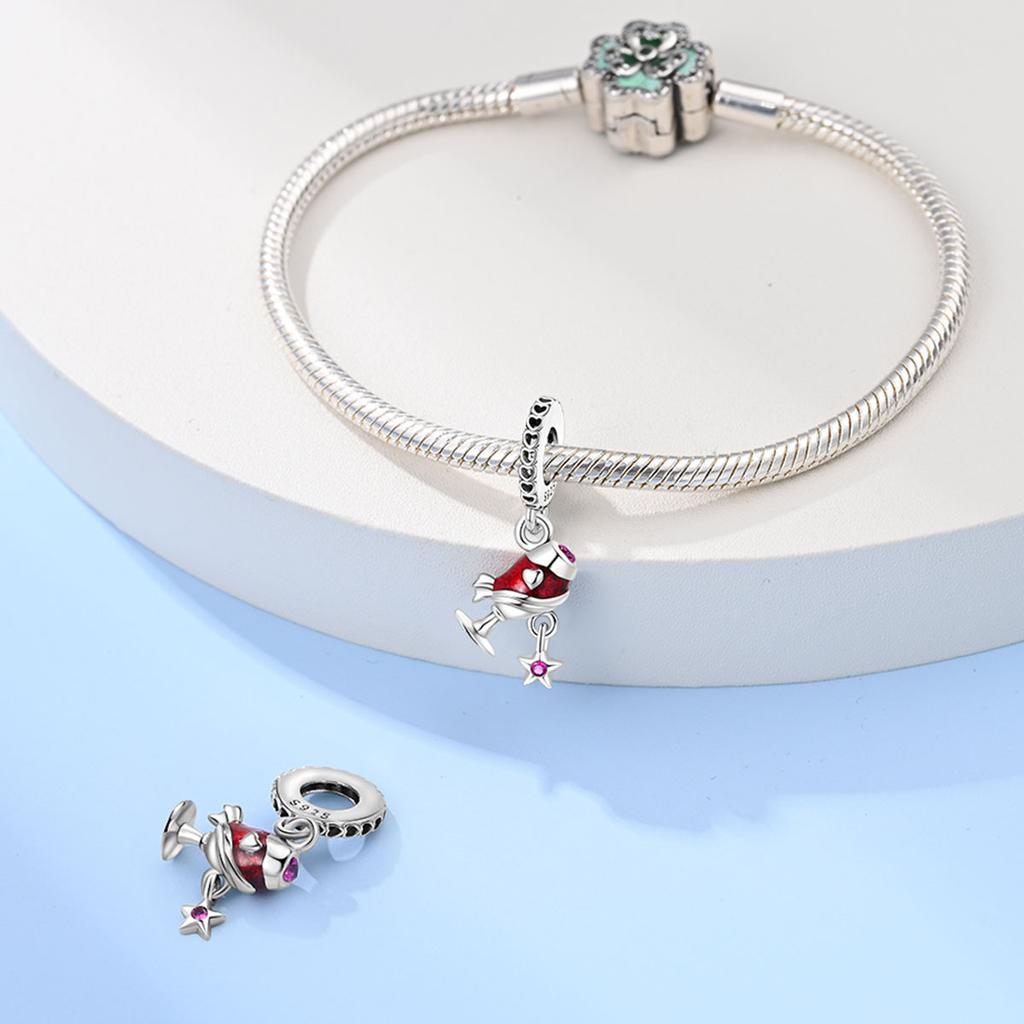 Copper Charms Original Wine Glass Beads Fit Bracelet Jewelry Diy Lady'S Gift Accessory