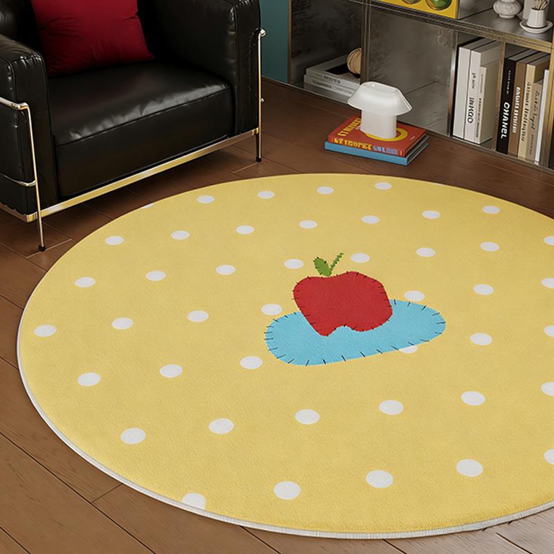 Living Room Rug Minimalist Style Cute Polka-Dot Round Carpet Soft Comfortable Faux Cashmere Bedroom Floor Mat Home Decor Rugs