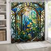 Enchanted Forest Stained Glass Shower Curtain - Whimsical Bath Decor, Perfect for Those Who Love Nature-Inspired