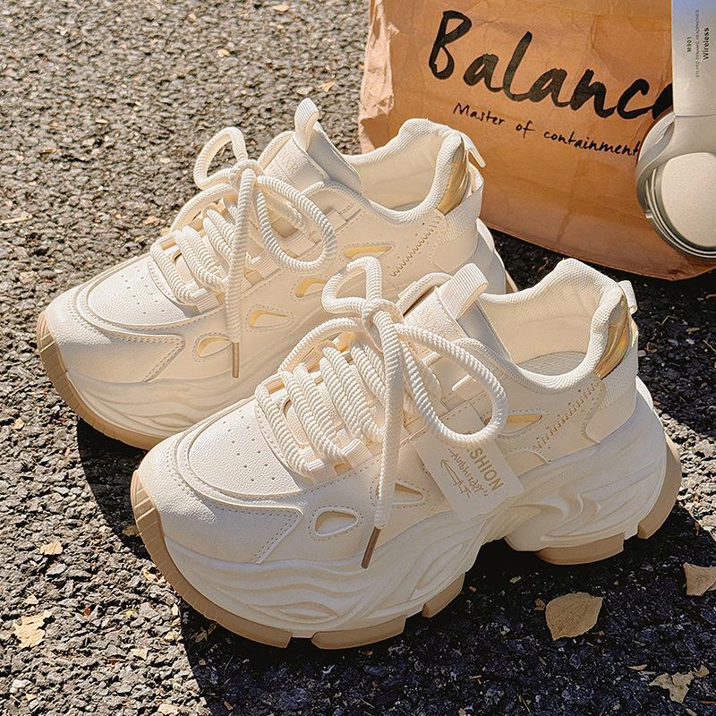 Daddy shoes women's 2025 new spring thick-soled heightening casual shoes muffin shoes little white shoes original design sense