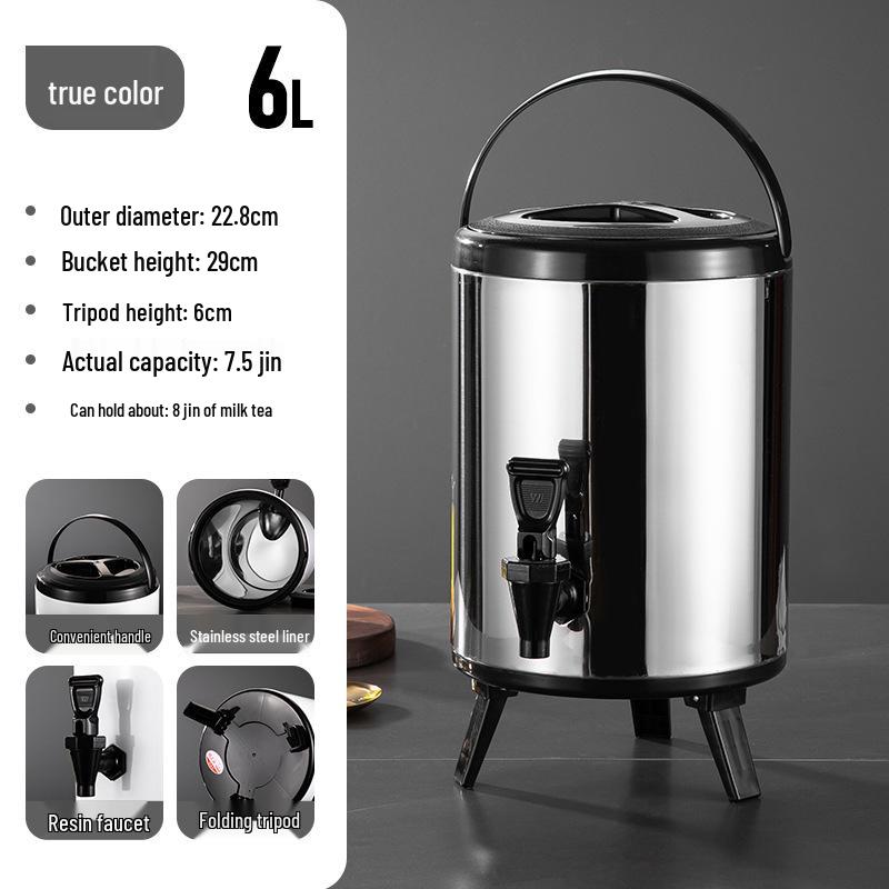 Коммерческое двойное изолированное ведро из нержавеющей стали для молочного чая и соевого молока, большой емкости