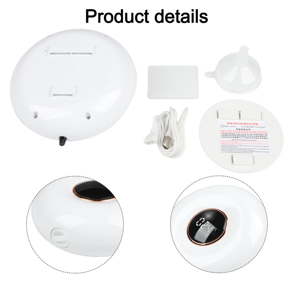Dense Foam Automatic Soap Pump Hand Soap Dispenser Non-marking Glues Punch-free Installation Room Temperature Reading