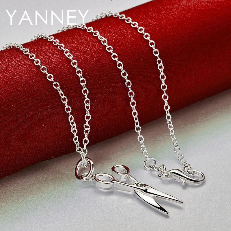Fine 925 Sterling Silver 16-30 Inches Simple Scissors Necklace For Women Men Fashion Wedding Jewelry Gift Party Christmas