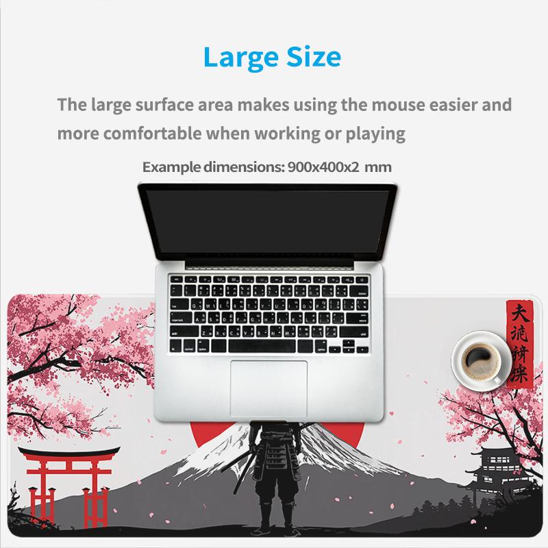 Red Sun Torii Samurai Mouse Pad Gaming XL Home Large HD Mousepad XXL keyboard pad Non-Slip Natural Rubber Carpet Office