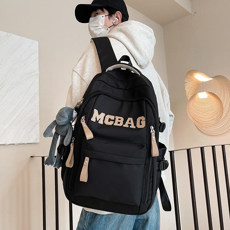 Schoolbag New School Bag Male College Students Large Capacity High School Junior High School Students Fashion Casual Backpack Alphabet Bag