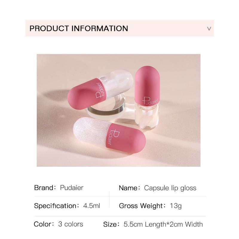 Pudaier Mini Capsule Lip Gloss Moisturizing Transparent Color Changing Lip Plumping Gloss