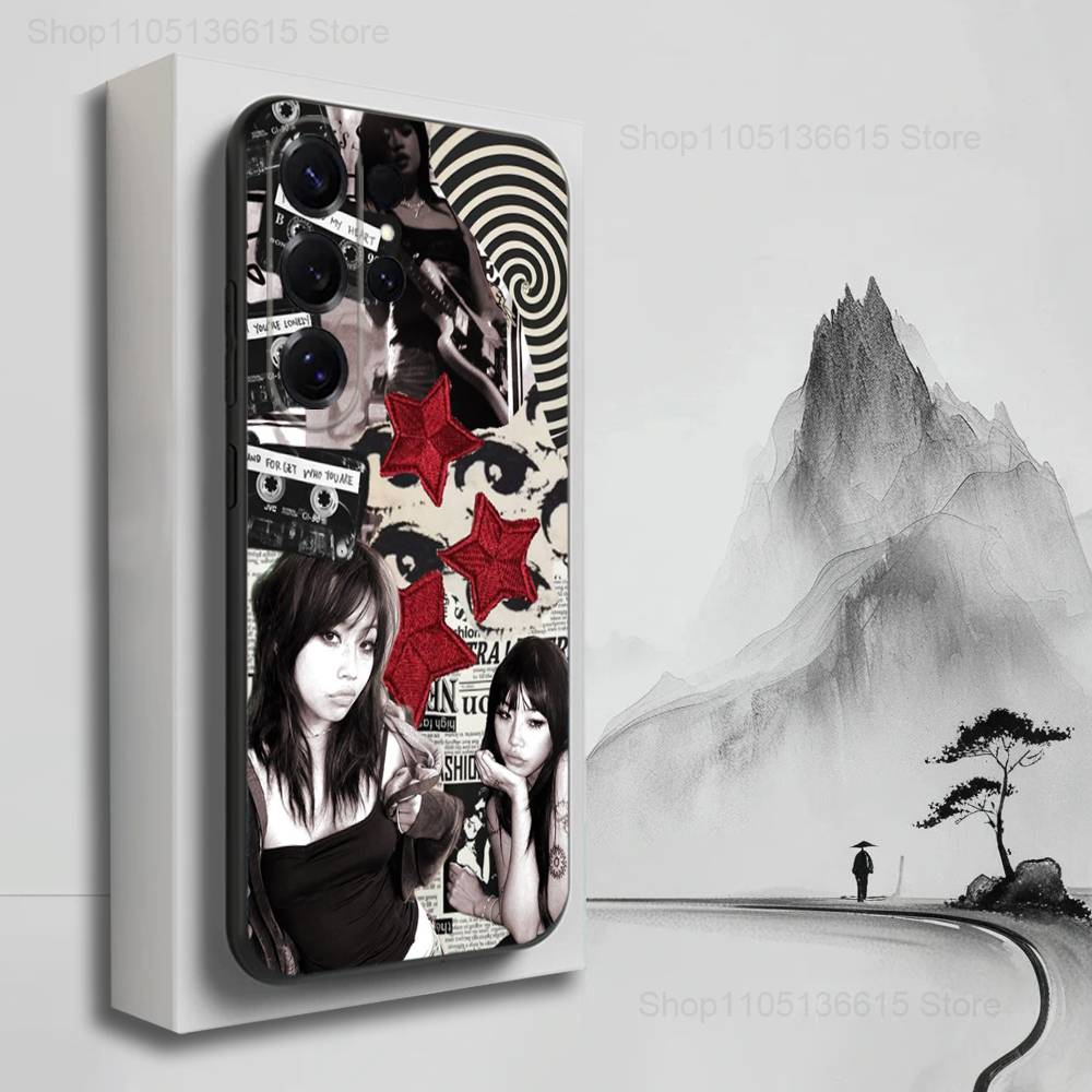 Cute B-Beabadoobee Singer Phone Case For Samsung S22,S21,S20,S10,S9,S25,S24,S23,Ultra,FE,Plus,Lite,Soft Silicone Black