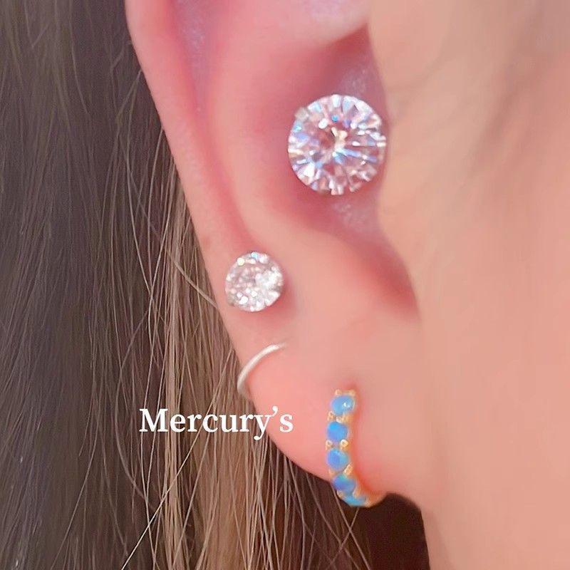 Super Sparkly Zirconia Earrings for Women - Niche Design, Easy Ear Care, No Need to Remove, Small Cochlea Bone Studs.