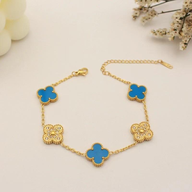 

13 мм титановая сталь не теряет цвет браслет с четырьмя листами клевера женский 18-каратный высококлассный браслет с чувством моды