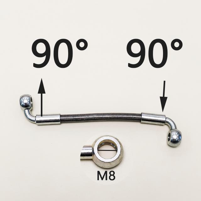 Silver 0°~28°~90° 30-500cm M8 Motorcycle Hydraulic Reinforced Brake Clutch Oil Hose Cable Line Pipe For ATV Dirt Pit Racing Bike