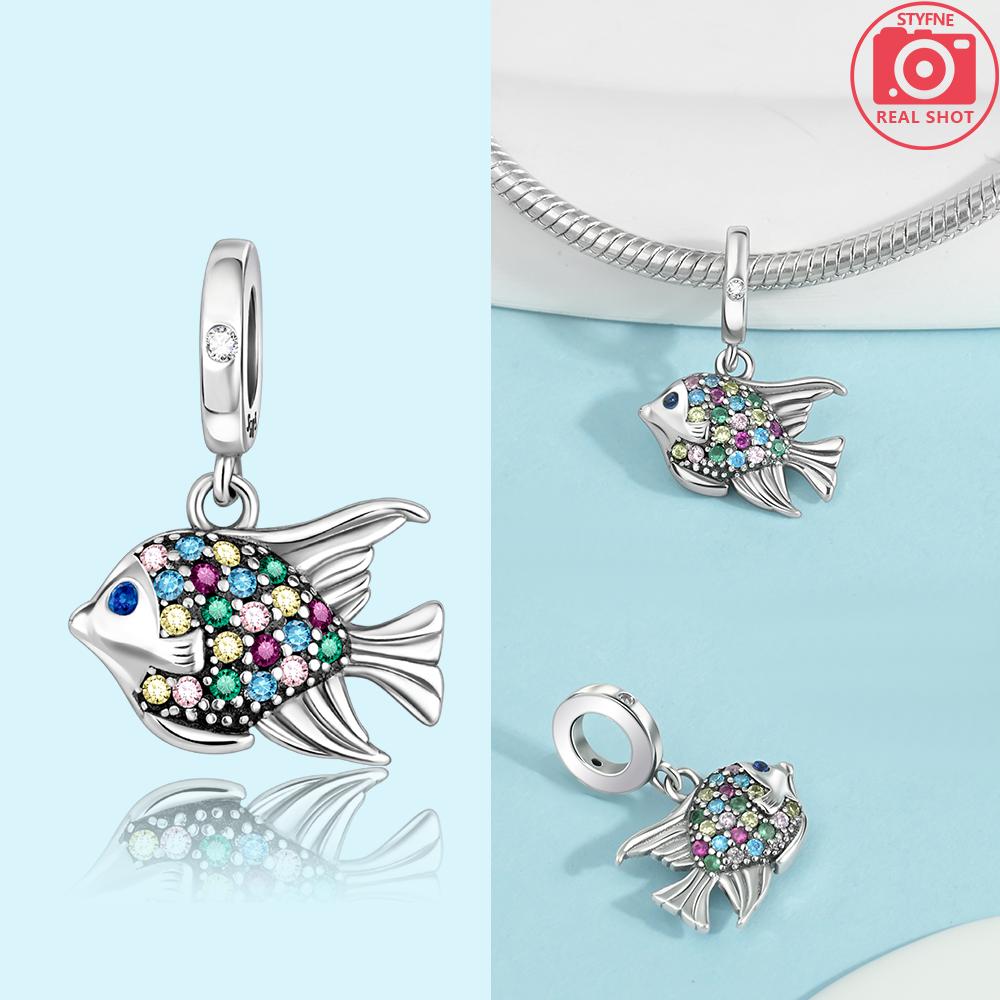 Charms Copper Original Marine Animals Blue Fish Pink Octopus Beads Fit Bracelet Jewelry Women'S Accessory Diy Gift