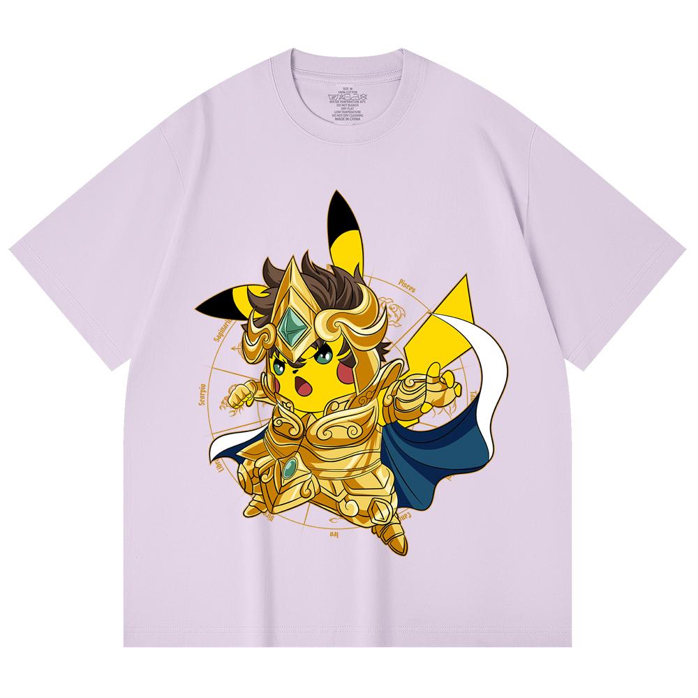 230 Gsm 100% Cotton Pokemon V25 Pikachu Leo Print Unisex Heavy Cotton T Shirt