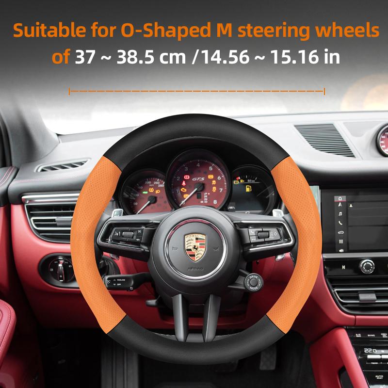 Suitable for Porsche Perforated Leather Matte Carbon Fiber Texture Steering Wheel Cover Cayenne Macan 911 Panamera 718 Taycan