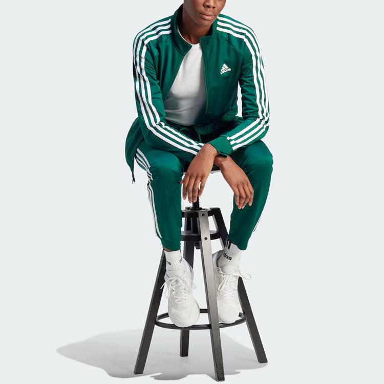 adidas Primegreen Essentials Trainingsjacke Color Block Retro Sports Stehkragen Freizeitjacke Damen Jacke Waldgrün IM2821