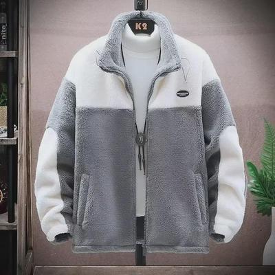 Chaqueta Cárdigan de Borreguito de Doble Cara para Hombre - Abrigo de Algodón Aterciopelado de Invierno