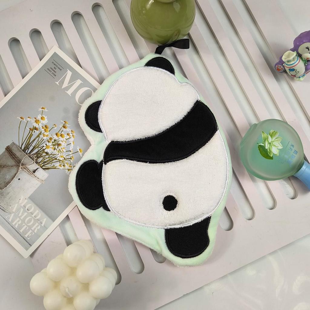Panda Embroidered Soft Coral Fleece Hand Towel - Water Absorbent Kitchen Cloth
