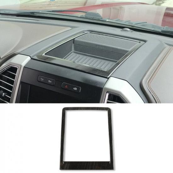 For Ford F150 15-20 Center Console Storage Box Trim Frame Decor Black Wood Grain
