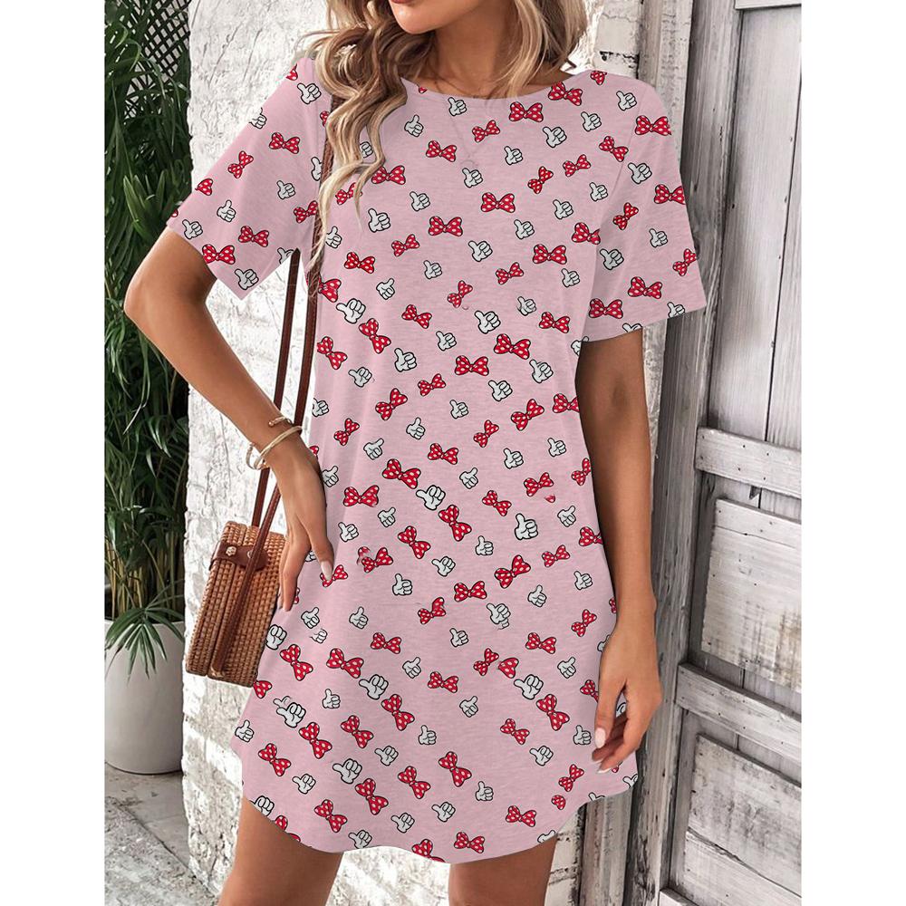 Vestito da Donna Scollo O Manica Corta Sexy Stampa Disney Topolino