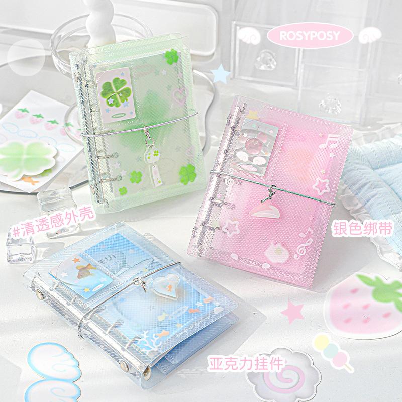 M5 Mini Portable Twill Loose-leaf Book Three-fold Storage Small Fresh Handbook Diary Student Reward Notebook