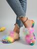 Iridescent Plush Slippers Women New Fashion Large Size Lightweight Non Slip Flat Shoes Outdoor Banquet Casual Sandals Trend