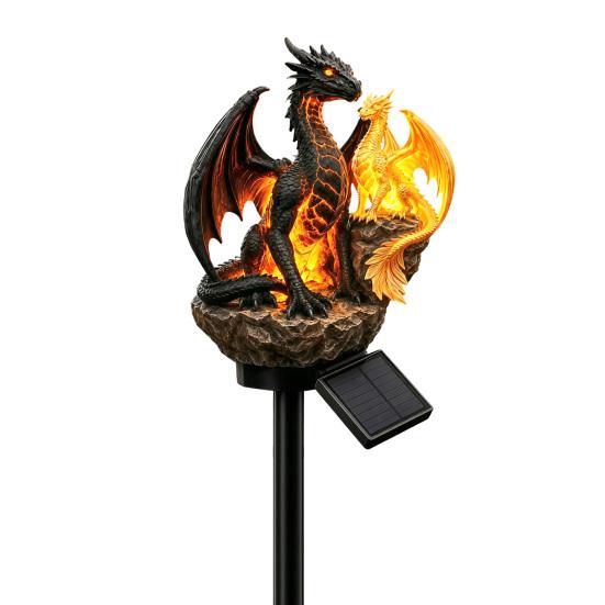 Lampada Solare a Forma di Drago Luce da Giardino, Statua da Esterno, Decorazione Fantasy Figurine Ornamento per Sentiero Prato, Regalo Unico per Amanti Luce Decorativa per Cortile