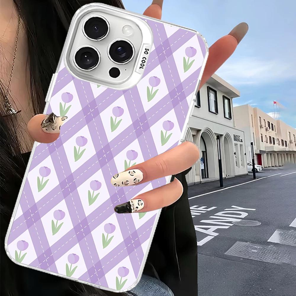

Simple INS Style Cute Square Checkered Pattern Phone Case For IPhone 16 15 14 13 12 11 Pro Max X XR XSMAX 8 7 Plus Matte iPhone 14