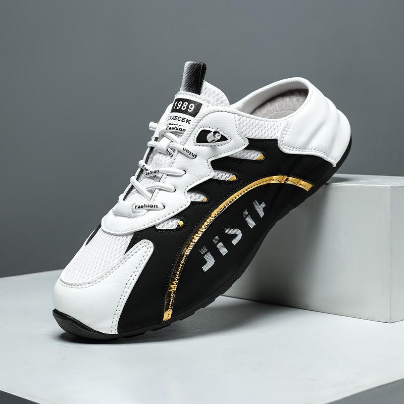 Large Size Spring and Summer New Bag Head Half Tray Men's Shoes One Pedal Mesh Breathable Casual Versatile Trendy Shoes