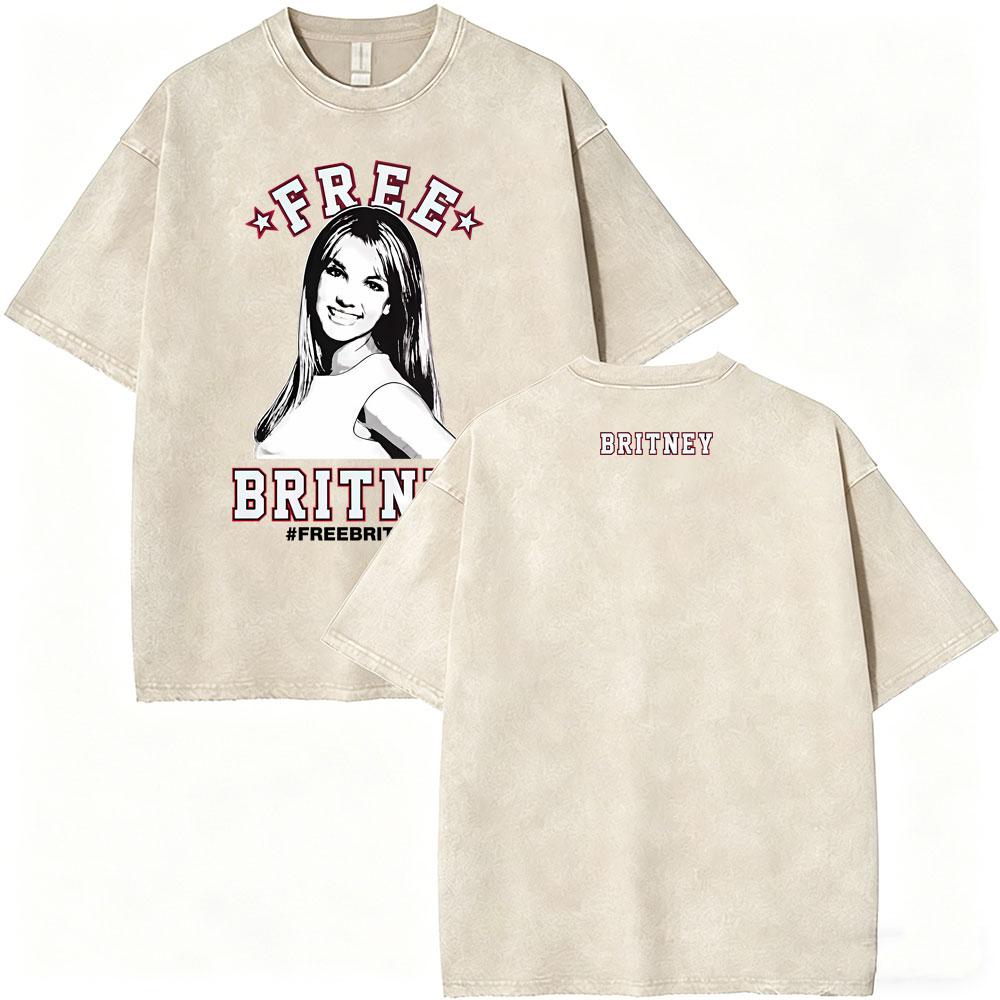 Washed Vintage Britney Spears Oops I Did It Again Graphic T Shirts Men Women Casual Oversized Short Sleeve Tshirts Streetwear