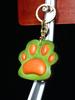 Vintage Cat Paw Keychain Handmade Genuine Leather Bag Charm, Cute Top Grain Cowhide Keyring Accessory