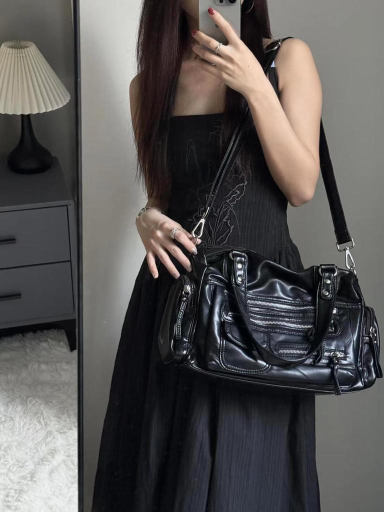 JIAERDI Vintage Black Shoulder Bags Purse Women High Street Pocket Chic Y2k Handbag Female Harajuku Casual Crossbody Bags 2025