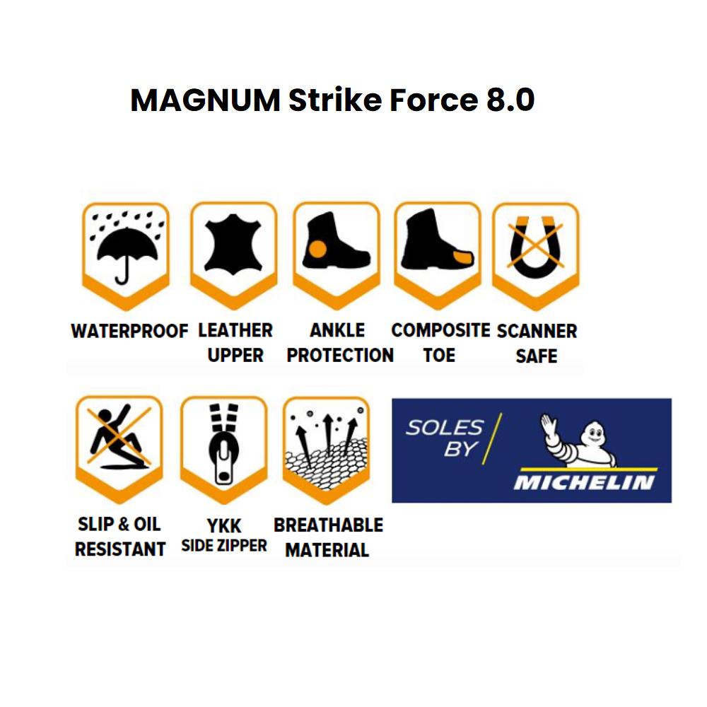 MAGNUM Strike Force 8.0 SideZip WP Waterproof - Herren Tactical Boots Einsatz Stiefel Schwarz M000098385 ORIGINAL