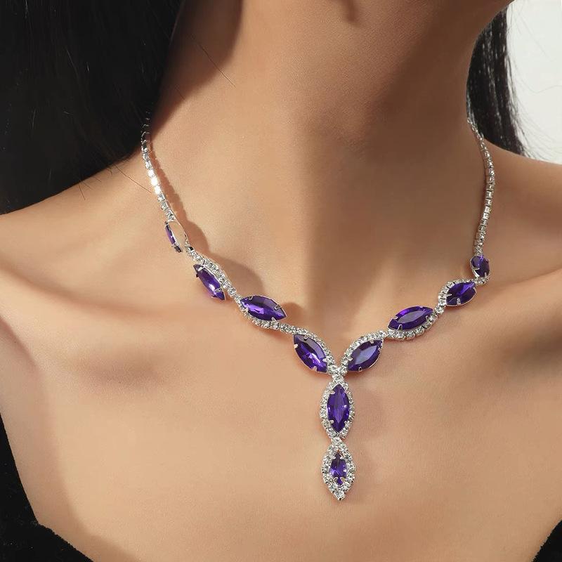 Luksusowy kryształowy diamentowy naszyjnik kolczyki dwuczęściowy zestaw Party Dress kobiety akcesoria naszyjnikowe biżuteria