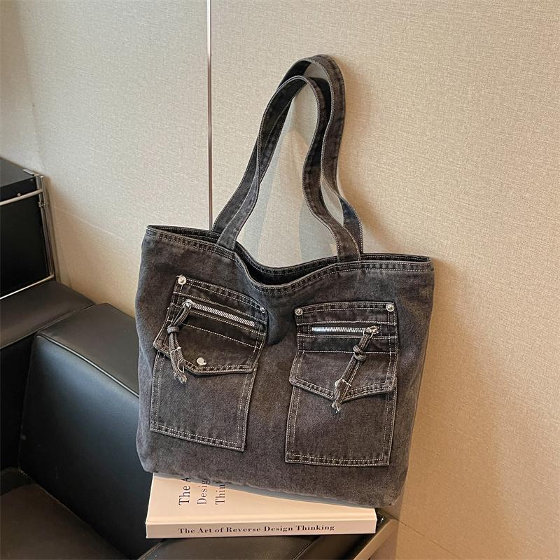 Large Capacity Denim Bag Women's Tote Bag Vintage Shoulder Crossbody Bag