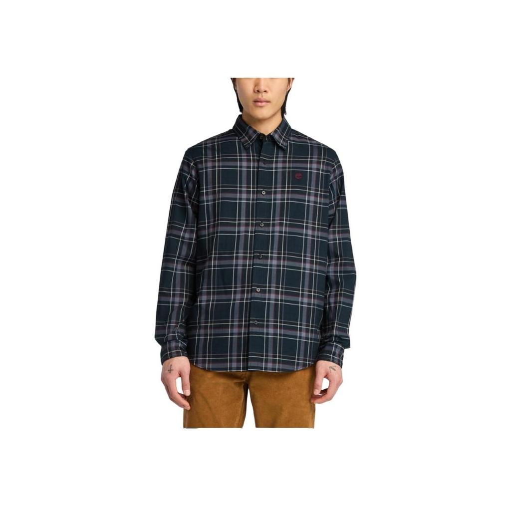 Timberland Plaid Button-Down Outdoor Long Sleeve Shirt Men Shirts Deep-Sapphire Wheat A44G5-B68