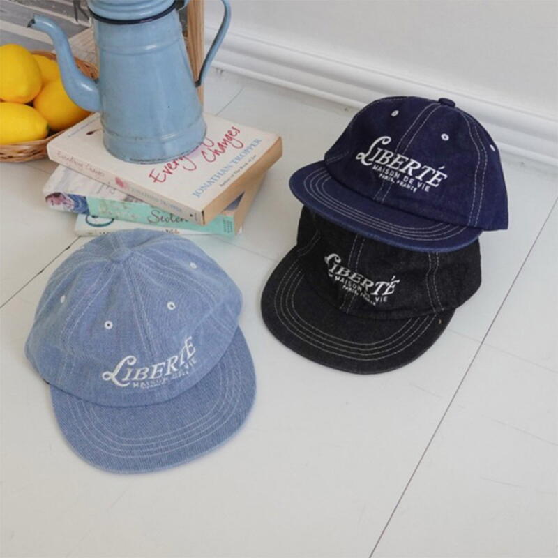 Unisex Denim Camp Cap Lettering Stitch Hat Young people