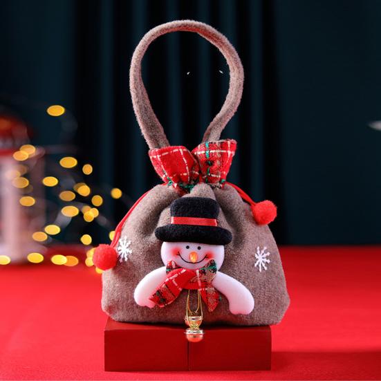 Christmas Gift Bags with Drawstring Design Cute Cartoon Packaging Tote Bag for Festive Party Decoration