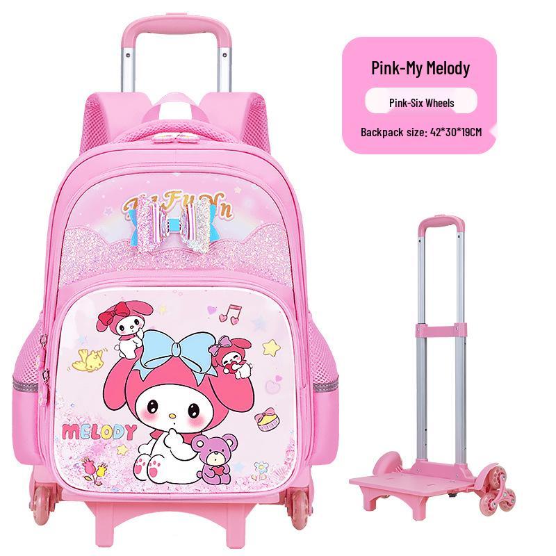 Lightweight Trolley Schoolbag for Primary School Girls - Large Capacity Backpack for Grades 1-6