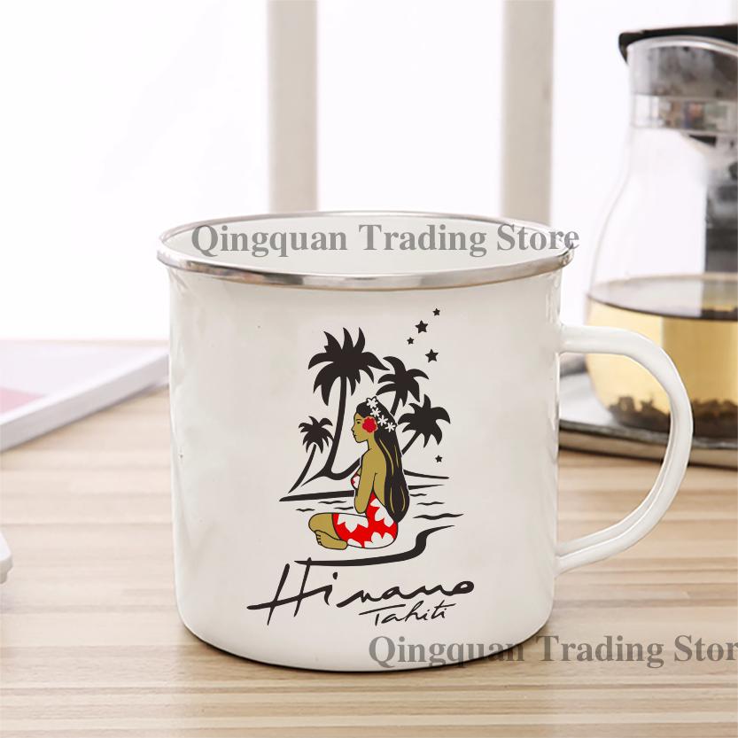 Hinano Tahiti Bier Emaille Tasse Kaffeetasse 11oz Lustige Keramik Kaffee Tee Kakao Tasse mit Henkel Teetasse Cup white