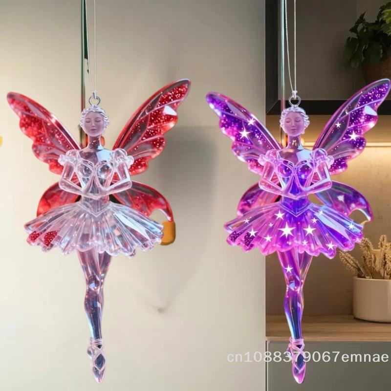 Simulation 2D Acrylic Pendants Sparkling Christmas Tree Decorations Car Rearview Mirror Charms Ornament for Holiday Decoration