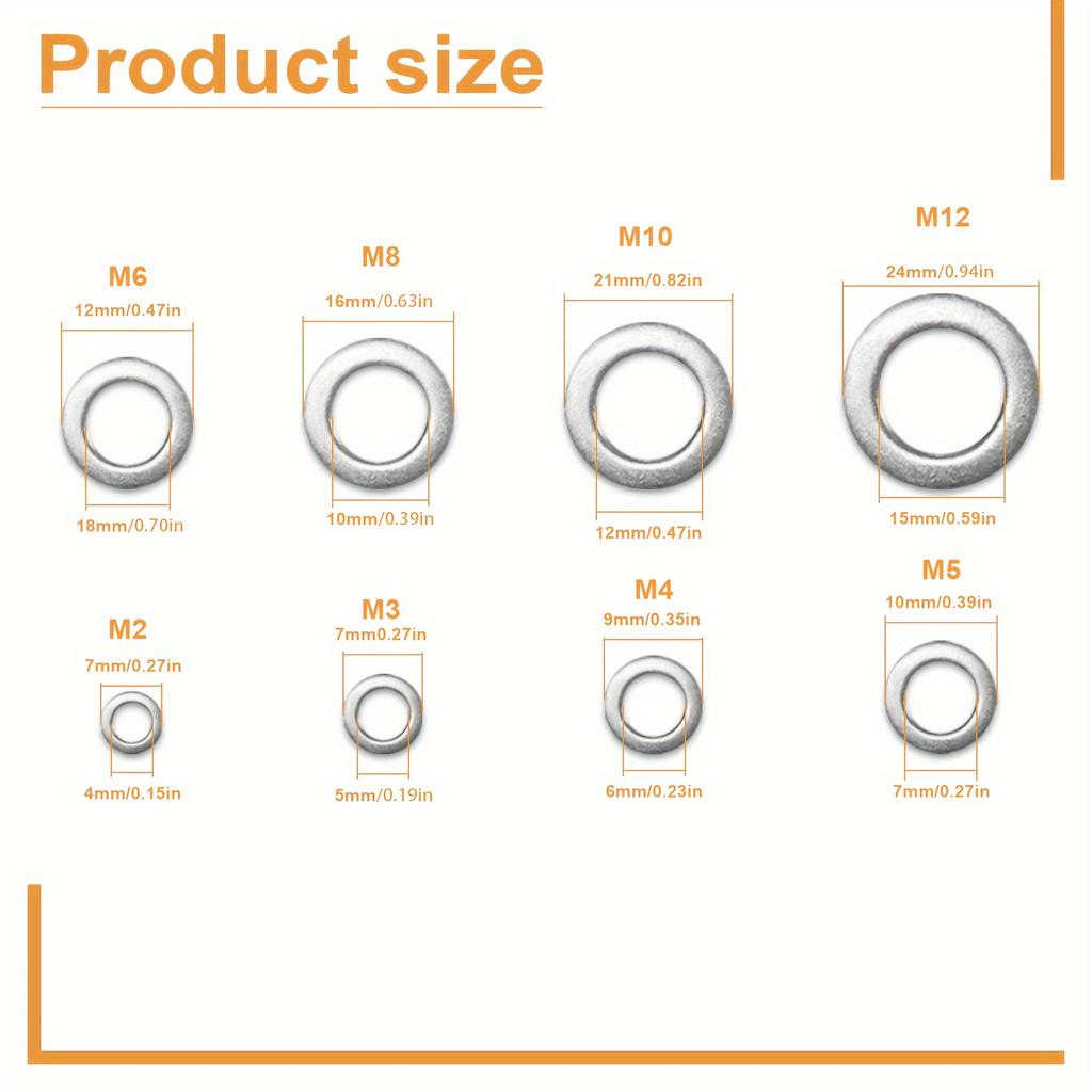 235pcs Stainless Steel Flat Washer Kit - Suitable for Home Decoration, Factory Maintenance, Automobiles and Motorcycles.