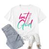 Polyester 100% New Best-selling But God Letter-printed Short-sleeved Women's Casual Spring and Summer Casual Round Neck Summer