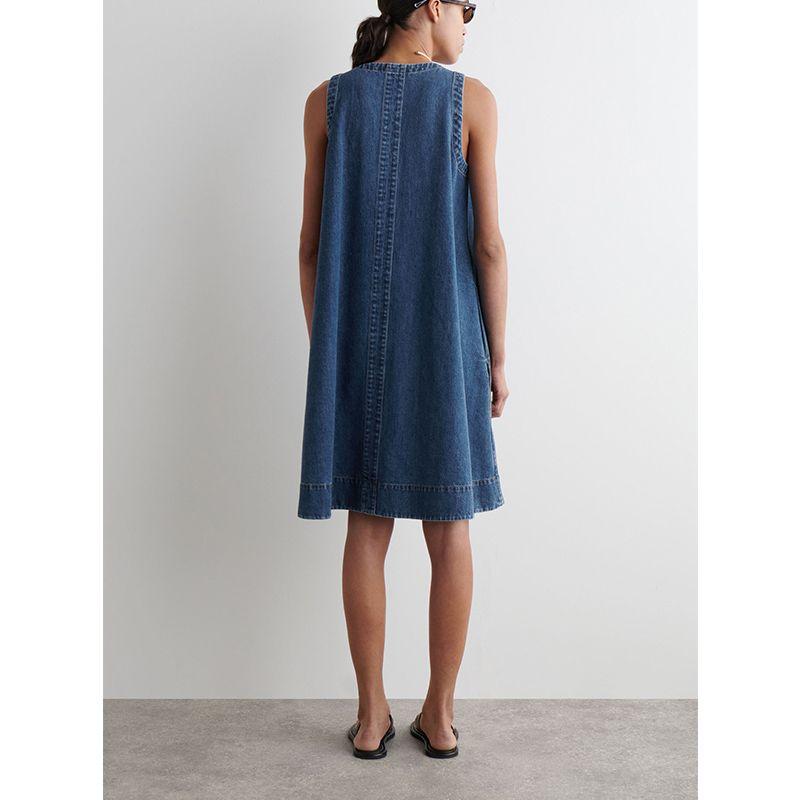 CS Summer New Product Women's Clothes Cotton V Neck Sleeveless Casual Version A- Line Denim Denim Dress 1282911