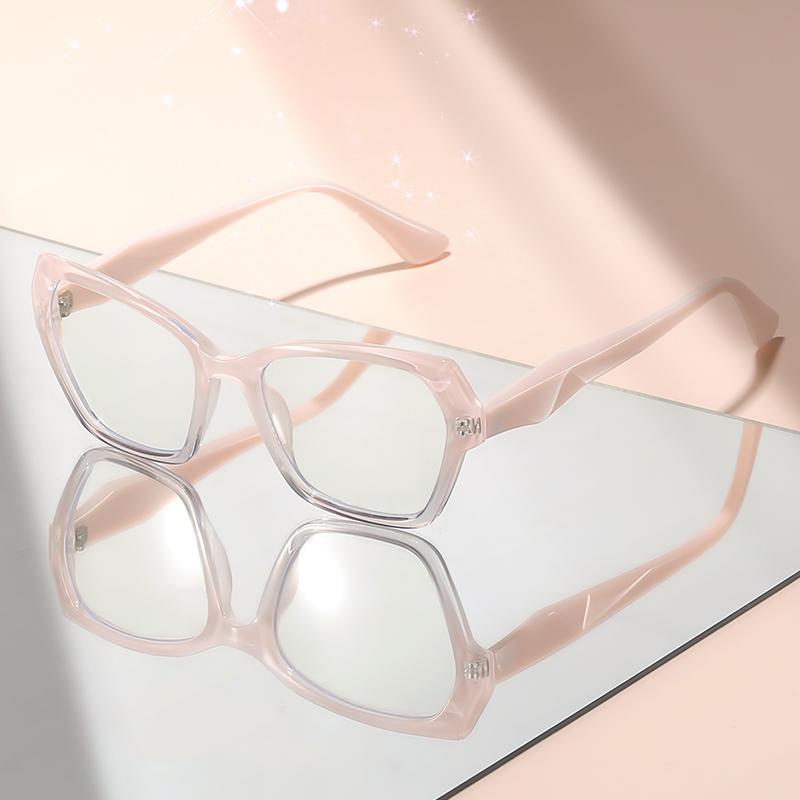 Latest cat-eye type light-colored flat light glasses for daily travel shooting decoration and anti-blue light decoration