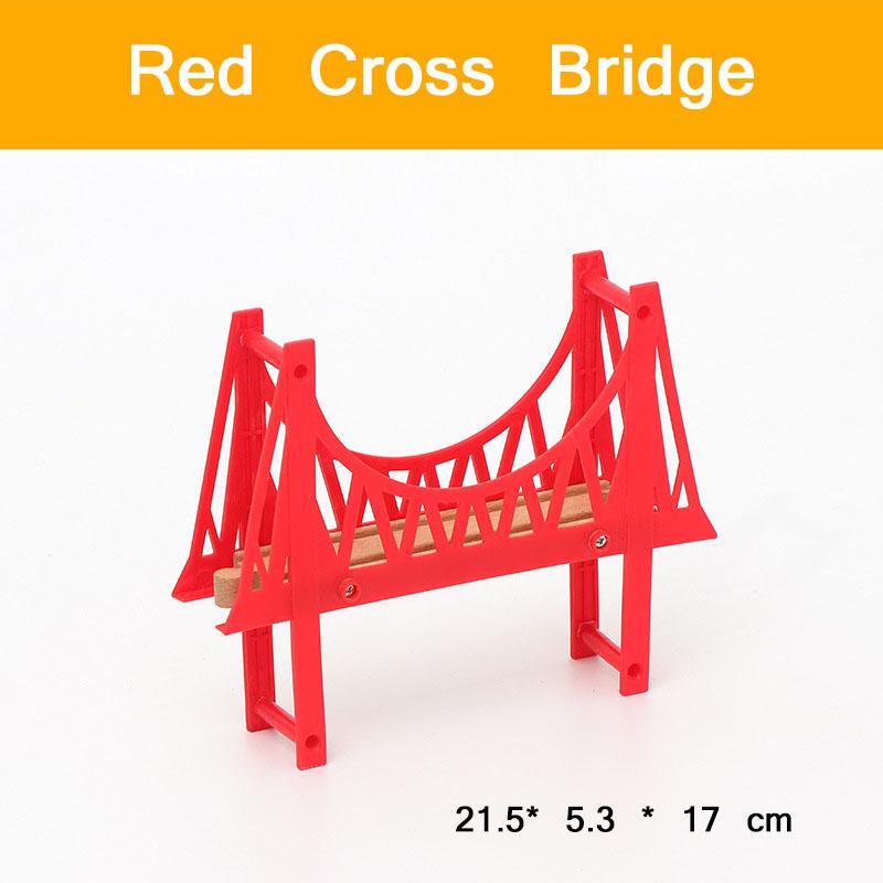 Pont de Piste de Train en Bois & Pièces de Course Accessoires de Chemin de Fer Jouets Éducatifs de Construction pour Enfants