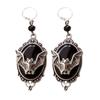 Gothic Victoria Geometric Oval Lacework Stereo Relief Vampire Bat Dangle Earrings for Women Hallowmas Jewelry Accessories Gifts